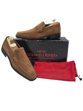 NEW Donald J. Pliner Italy Camel Tan Sport Suede Loafers Dress Shoes Men size 7M